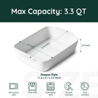 3.3 QT Ceramic Baking Dish, White Casserole Dish,Lasagna Pan for Oven, Bakeware for Baking, Kitchen Decor, Microwave Oven Safe, Dinner Party (8.7" x 11.8")