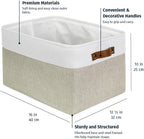 OrganiHaus Extra Large Fabric Storage Bins for Shelves 16x13in, Closet Storage Baskets for Shelf Organizing, Canvas Rectangle Bins for Organization, Linnen Baskets for Organizing - Beige/Off-White