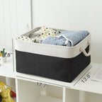 TheWarmHome Organization and Storage Basket for Organizing - Jumbo 3 Pack 17.7x13.8x9.7 inch Fabric Storage Cubes for Closet Gifts Organizer Empty Book (White & Black)