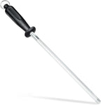 Knife Sharpener Rod, Kitchen Knives Sharpener Carbon Steel Professional Knife Sharpening Steel, Honing Rod with Hanging Holes (13 inches)