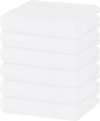Homaxy 100% Cotton Waffle Weave Kitchen Dish Towels, Ultra Soft Absorbent Quick Drying Cleaning Towel, 13 x 28 Inches, 6-Pack, White