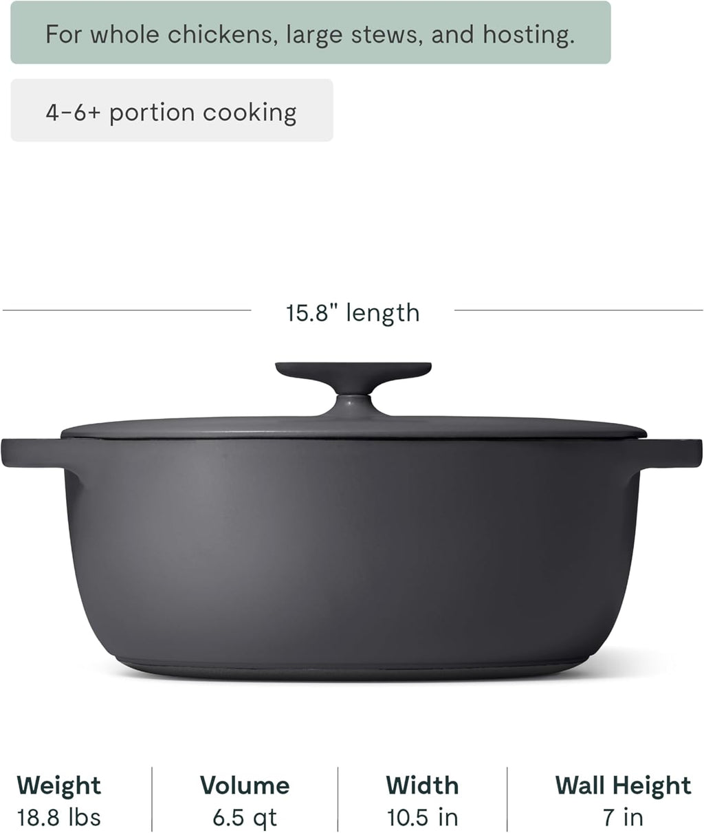 Caraway Enameled Cast Iron Dutch Oven - 8qt Dutch Oven With Lid - 3 Layer Enamel Coating - No Seasoning Required - Compatible With All Stovetops - Oven Safe - No Forever Chemicals - Charcoal