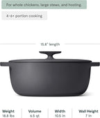 Caraway Enameled Cast Iron Dutch Oven - 8qt Dutch Oven With Lid - 3 Layer Enamel Coating - No Seasoning Required - Compatible With All Stovetops - Oven Safe - No Forever Chemicals - Charcoal