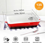 Casserole Dish Ceramic Baking Dish Casserole Dishes for Oven 9x13 Baking Dish with Handles Deep and Large Capacity Baking Dish for Casseroles Lasagnas Roasted Vegetables Great Kitchen Gifts, Red