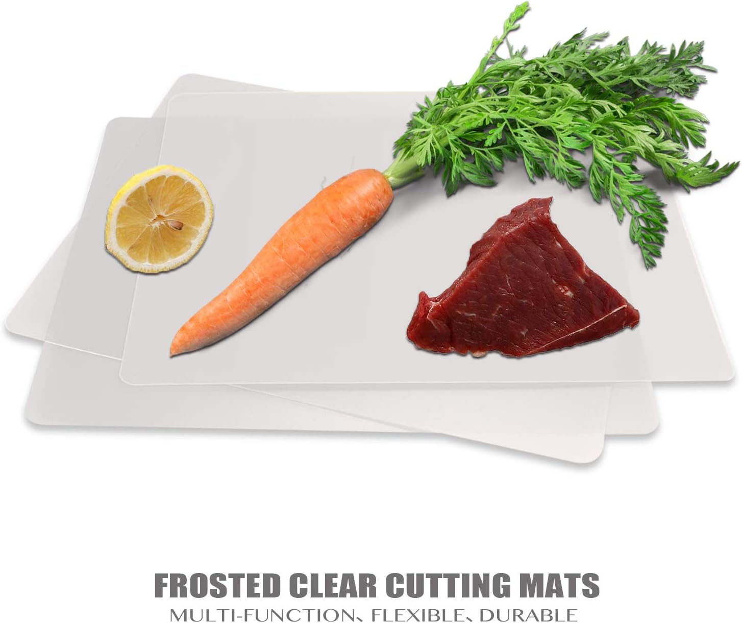 Fotouzy Flexible Plastic Cutting Boards for Kitchen, 4 Frosted Clear Cutting Mats 15 x 12 In, BPA-Free, Non-Porous, and Dishwasher Safe, Set of 4