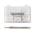 Kasvan White Mix Sugar Sprinkles - Edible Candy Pearls with 4-Claw Sprinkle Pen,118g/4.16 Oz, Gift Box Pack, Baking Cake Decorations, Ice Cream Toppings and Cookie Decorating, Wedding Party Chirstmas Supplies