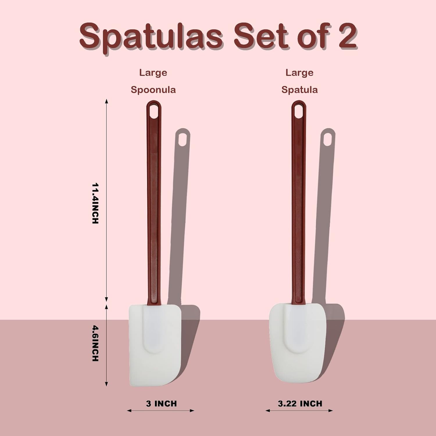 16.5 INCH Silicone Spatulas Heat Resistant Heavy Duty Rubber Spatulas Commercial Spatulas Set for Kitchen Use Silicone Cooking Utensils Sets of 2