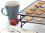 Kingrol 2-Piece Cooling Rack with Collapsible Folding Legs - for Cooking, Roasting, Drying, Grilling (Black)