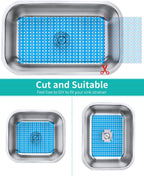 Bligli 2-Pack Kitchen Sink Mat: PVC Adjustable Sink Protector | Sink liner Pad | Dish Drying Mats, Easy to Clean & DIY Cut | 15.7 x 11.8 inch (Blue)