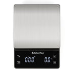 KitchenTour Coffee Scale with Timer 3kg/0.1g - High Precision Pour Over Drip Espresso Scale with Back-Lit LCD Display - Stain Steel Platform(Batteries Included)