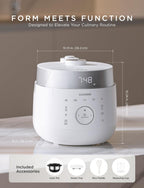 CUCKOO 6-Cup Uncooked / 12-Cup Cooked Induction Heating Twin Pressure Rice Cooker, 16 Menu Modes, Multi-Language Voice Guide, Versatile Grain Multi-Cooker & Pressure Cooker (CRP-LHTR0609FW)