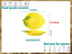 Cute Ceramic Spoon Rest & Holder for Stove Top, Lemon Shaped Coffee & kitchen Spoon Rest & Holder for Kitchen Counter, Stove & Cooking Spoon Holder for Ladle & Utensil & Spatula & Tong Rest (Yellow)