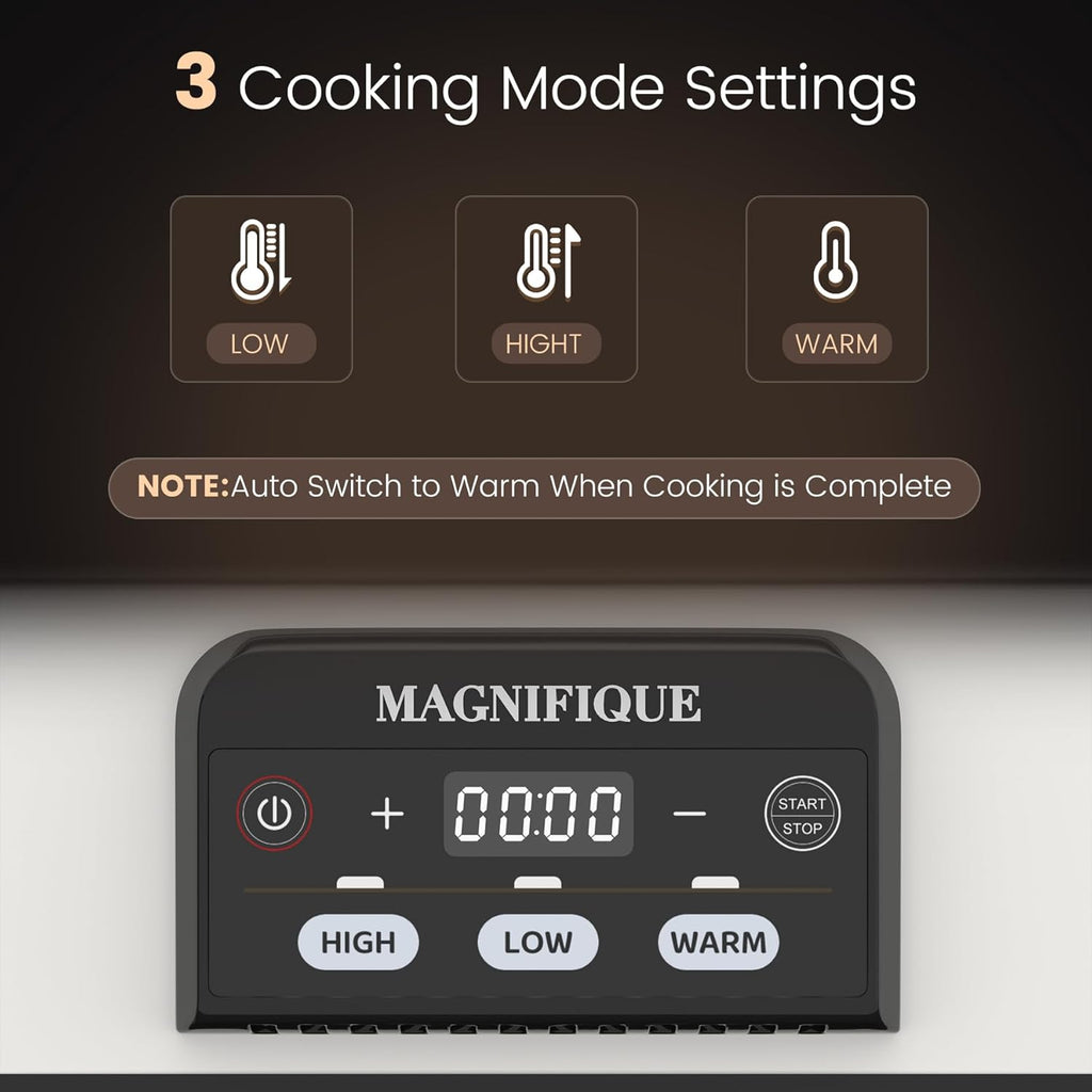 4 Quart Casserole Programmable Slow Cooker with Ceramic Baking Dish - Perfect Kitchen Small Appliance for Family Dinners, Oven Safe and Durable Bakeware for Lasagna, Roasts (White)