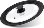 Tempered Glass Lid - Universal Lid with Heat Resistant Silicone Rim for Pots, Pans and Skillets - Pan Cover Replacement Lid Fits 11", 12" and 12.5" Diameter Cookware