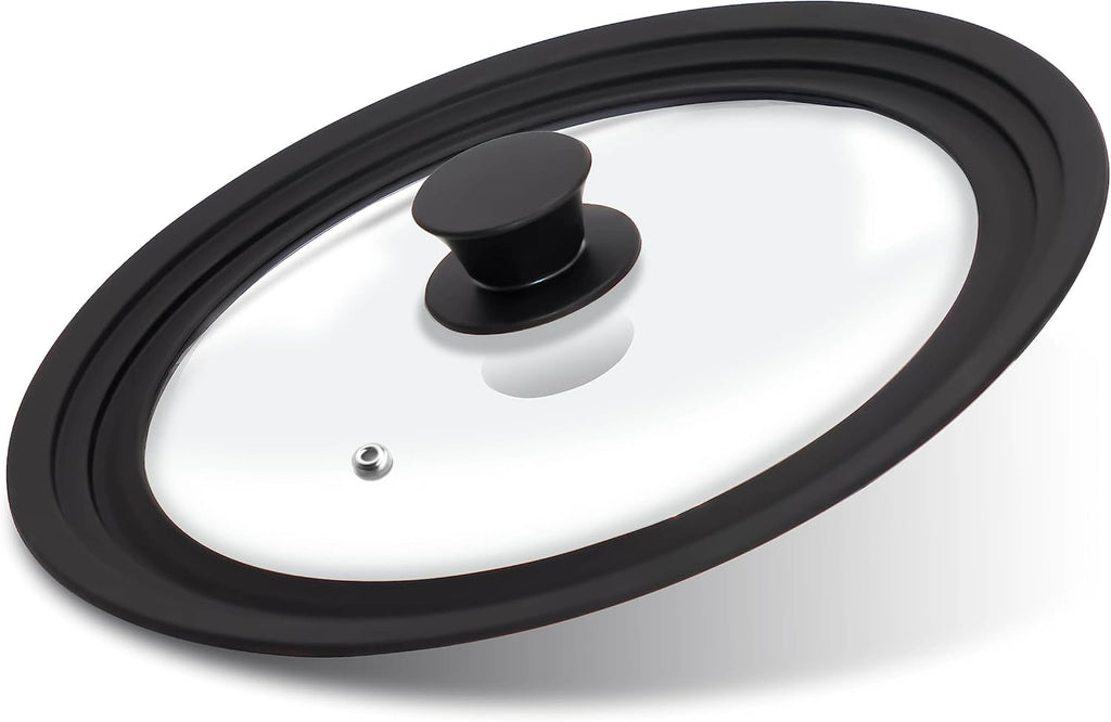 Tempered Glass Lid - Universal Lid with Heat Resistant Silicone Rim for Pots, Pans and Skillets - Pan Cover Replacement Lid Fits 8", 8.5" and 9.5" Diameter Cookware
