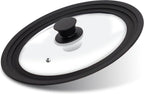 Tempered Glass Lid - Universal Lid with Heat Resistant Silicone Rim for Pots, Pans and Skillets - Pan Cover Replacement Lid Fits 8", 8.5" and 9.5" Diameter Cookware