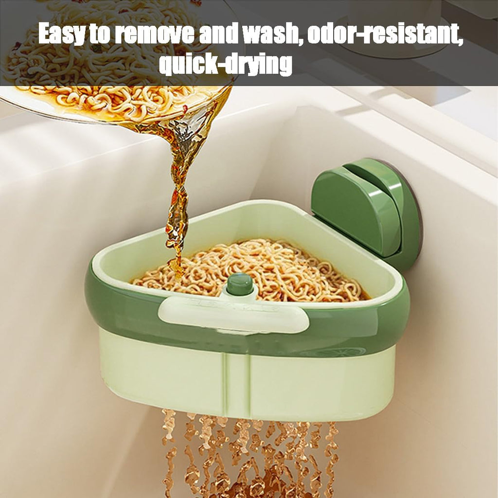 Suction Cup Sink Corner Rack, Sink Strainer Basket, 2025 New Upgraded Suction Cup Press Sink Drainer Basket, Press Automatic Dumping Sinks Strainer Basket (2pcs-b)