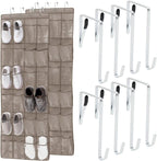 GORILLA GRIP Over the Door Shoe Organizer, 24 Large Breathable PVC Pockets, Space Saving Hanging Storage Holder, Closet Rack Hanger Holds Up to 40 lbs, Hangs on Closets for Shoes 2 Pack, Beige