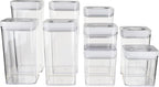 Amazon Basics Airtight Food Storage Containers, BPA Free, with Twist/Turn Lids, for Kitchen Pantry Organization, 10-Piece Square Set, Clear Plastic