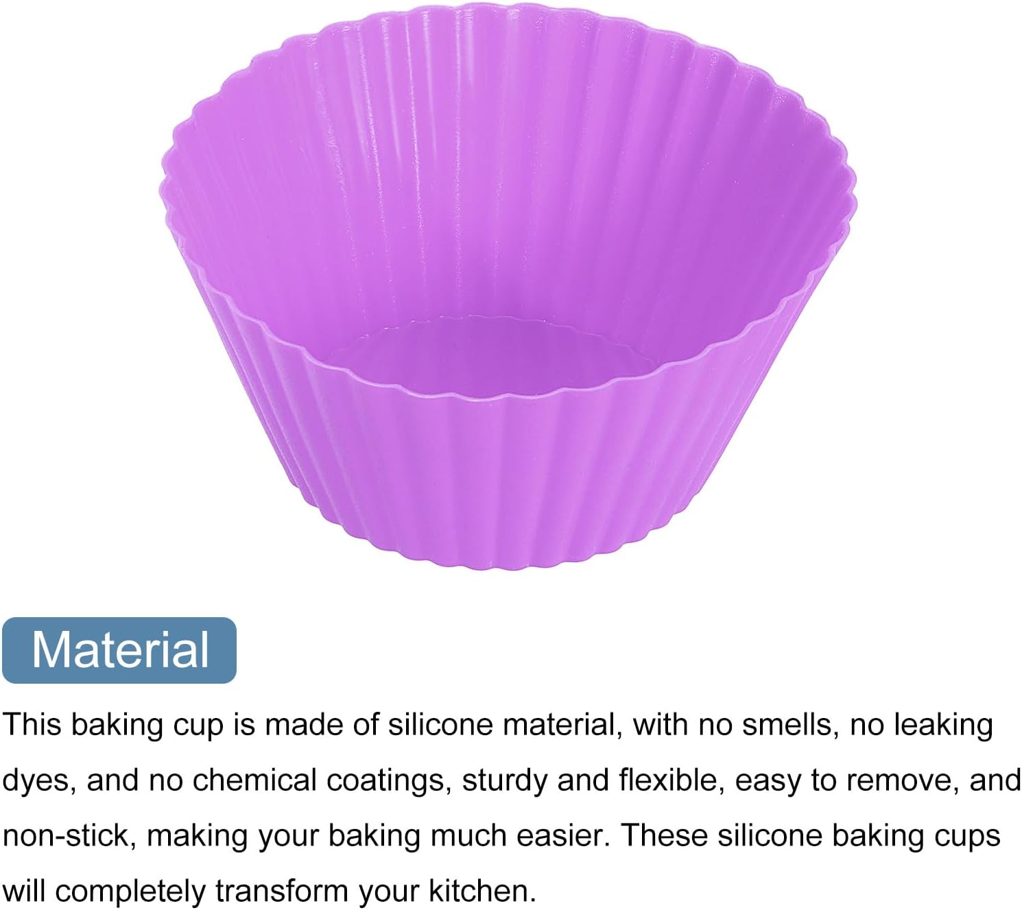 uxcell 18Pcs Silicone Cupcake Liners, Non-Stick Baking Cups, for Cooking Eggs, Baking Muffins and Make a Cake(Purple)