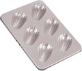 CHEFMADE Madeleine Mold Cake Pan, 6-Cavity Non-Stick Oval Shell Madeline Bakeware for Oven Baking (Champagne Gold)