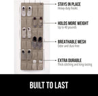 GORILLA GRIP Over the Door Shoe Organizer, 24 Large Breathable Mesh Pockets, Space Saving Hanging Storage Holder, Closet Rack Hanger Holds Up to 40 lbs, Hangs on Closets for Shoes, Accessories, Beige