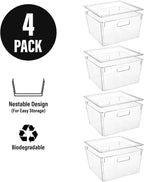 Extra Large Stackable Clear Plastic Storage Bins with Lids, Perfect for Kitchen Organization or Pantry Organization and Storage, Fridge Organizer Bins for Organizing, Under the Sink Organizers