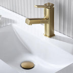 KAIYING Pop Up Drain, Bathroom Sink Drain Stopper, Vessel Sink Drain Assembly with Detachable Basket Stopper, Anti-Explosion and Anti-Clogging Drain Strainer (NO Overflow, Brushed Brass)