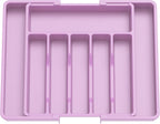 Lifewit Silverware Drawer Organizer, Expandable Utensil Tray for Kitchen, BPA Free Flatware and Cutlery Holder, Adjustable Plastic Storage for Spoons Forks Knives, Large, Purple