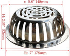 SUS304 Stainless Steel Roof Dome Drain Cover Strainer Anti-Clogging Atrium Grate 2pcs/pk (Φ: 7 inch)