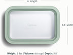 Caraway 2pc Glass Food Storage Set - 6.6 Cup Food Containers (2) - Ceramic Coated - Non Toxic, Non Stick Lunch Box with Lids. Dishwasher, Oven, & Microwave Safe - Mist