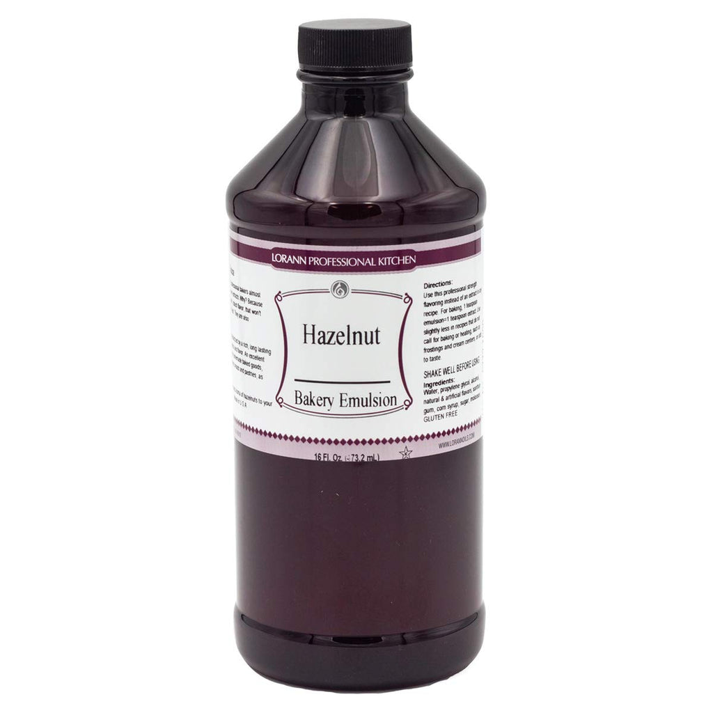 LorAnn Oils Hazelnut Bakery Emulsion: True Essence, Ideal for Boosting Fruit Tones in Cakes, Cookies & Desserts, Gluten-Free, Keto-Friendly, Extract Substitute Essential for Your Kitchen, 16 Oz