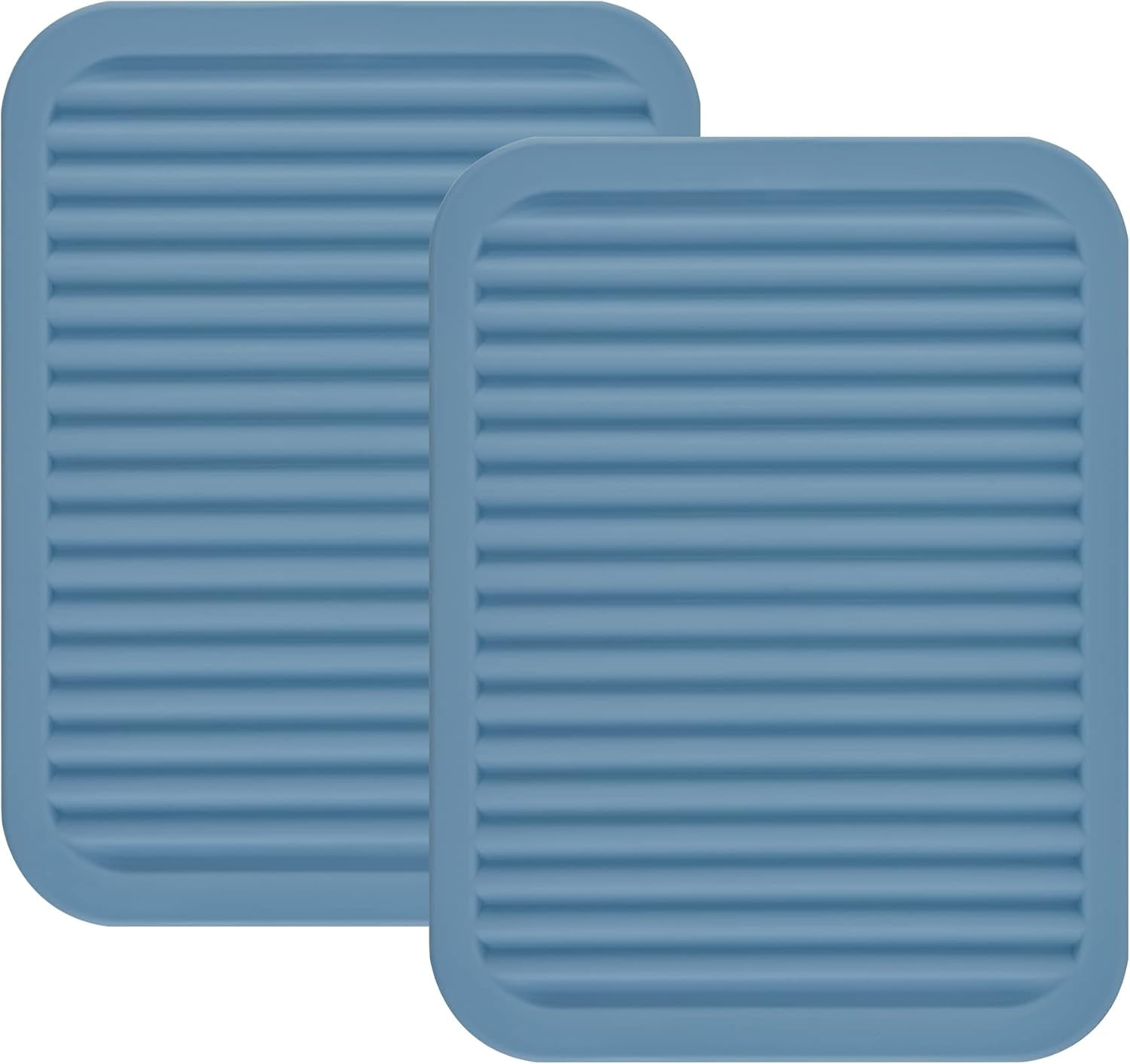 Smithcraft Silicone Trivets Mats for Hot Dishes and Hot Pots, Hot Pads for Countertops, Tables, Pot Holders, Spoon Rest Small Drying Mats Set of 2 Many Colors for Your Choose (Grey Blue)
