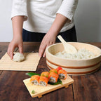 Kichgather 11.8 Inch Wooden Sushi Rice Bowl Hangiri Sushi Oke Rice Mixing Tub