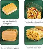 33OZ Airtight Glass Food Storage Containers with Lids - Set of 6 for Pantry, Cereal, Flour & Rice Dispensing - Rectangle Shapes with Bamboo Lids - Ideal for Kitchen Organization & Meal Prep