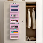 Simple Houseware 6 Clear Window Pocket Over Closet Door Storage Hanging Organizer for Bedroom, Bathroom, Pantry, Pink