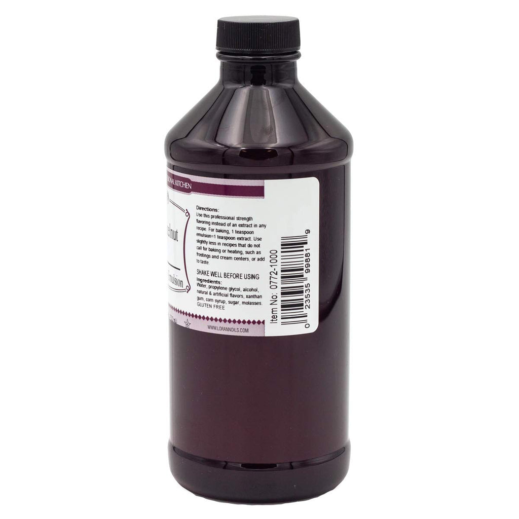 LorAnn Oils Hazelnut Bakery Emulsion: True Essence, Ideal for Boosting Fruit Tones in Cakes, Cookies & Desserts, Gluten-Free, Keto-Friendly, Extract Substitute Essential for Your Kitchen, 16 Oz
