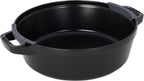 STAUB Cast Iron Set 4-pc, Stackable Space-Saving Cookware Set, Dutch Oven, Skillet, Grill Pan with Universal Lid, Made in France, Matte Black