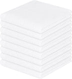 Homaxy 100% Cotton Waffle Weave Kitchen Dish Cloths, Ultra Soft Absorbent Quick Drying Dish Towels, 12 x 12 Inches, 8-Pack, White