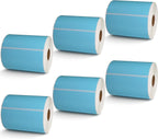BETCKEY - 4" x 6.5" Large Shipping Labels & Multipurpose Compatible with Zebra & Rollo Label Printer,Premium Adhesive & Perforated[Light Blue, 6 Rolls, 1500 Labels]