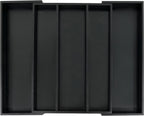 Utoplike Bamboo Drawer Organizer Kitchen Utensils, Adjustable Black Silverware Holder and Cutlery Tray Organiser, Expandable Drawer Divider for Flatware, Knives in Kitchen, Bedroom, Living Room