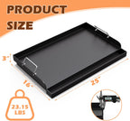 Universal Nonstick Cast Iron Griddle for Gas & Charcoal Grills & Stove Top, Thickened 25" x 16" Flat Top Grill Griddle Plate with Extra High Sidewalls, Grease Groove & Handles, for Camping