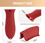 Cast Iron Skillet Handle Covers - 3 Pack Heat Resistant Silicone Pan Handle Sleeve, Non-Slip Pot Handle Covers Potholder for Cast Iron Skillet Pan (Red)