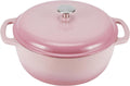 Amazon Basics Cast Iron Dutch Oven Pot with Lid, Enameled, Round, Dual Handles, Heavy-Duty, Medium, 6-Quart, Light Pink