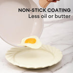 JEETEE 9.5 Inch Nonstick Frying Pan, Stone Coating Cookware, Nonstick Omelette Pan with Heat-Resistant Handle, Induction Skillet for Eggs(Beige)