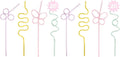 xo, Fetti Pastel Reusable Straw Set - 20 pc | Rainbow Birthday Party, Butterfly Bachelorette, Bridal Shower Decorations | Squiggly, Wavy, (Pack of 2)