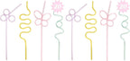 xo, Fetti Pastel Reusable Straw Set - 20 pc | Rainbow Birthday Party, Butterfly Bachelorette, Bridal Shower Decorations | Squiggly, Wavy, (Pack of 2)