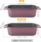 Bread Pan Cast Iron Loaf Pan with Lid Bread Loaf Pan 9x5 Inch Loaf Pan Enameled Cast Iron Sourdough Loaf Pan, Magenta