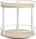 Lazy Susan Organizer, Rotating Spice Rack, 2 Tier Spice Turntable Organizer, Industrial Turntable Spice Holder, for Kitchen Countertop, Compact and Versatile, White and Light Oak SR22WG