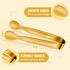 12 PCS Small Serving Tongs, 4.3" Mini Gold Tongs, Gold Kitchen Tongs for Serving Food, Coffee Bar, Tea Party, Desserts Party and Ice Bucket